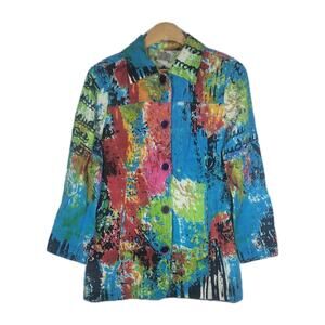 Parsley & Sage S Art To Wear Shirt Jacket Funky Buttons Retro Y2K Colorful Boxy